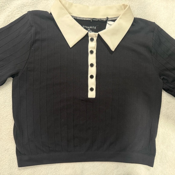 Dynamite Black Shirt with White Collar - Picture 10 of 15